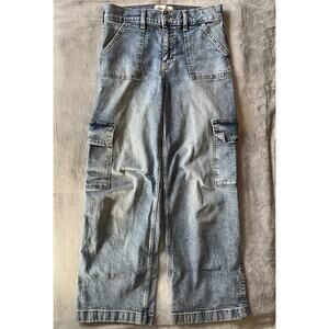 Abercrombie Juniors Kids High Rise Wide Leg Sz 15/16 Short Utility Cargo Jeans